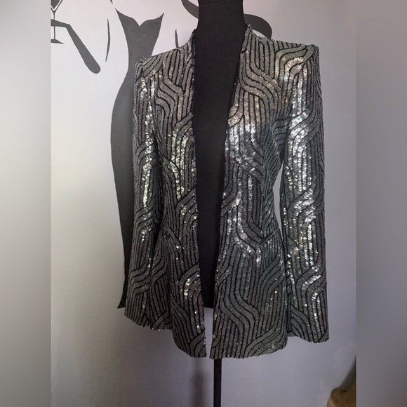 Zara Jackets & Blazers - Zara Black and Silver Sequin Blazer. PTP 18